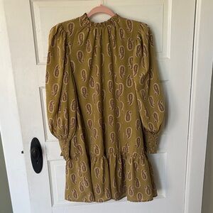 AUREUM Olive Paisley Long Sleeve Dress